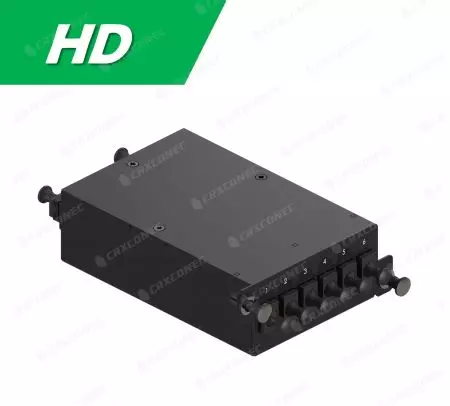 Cassette de Marco de Distribución Óptica ODF SM APC Tipo HD 24C (2x12F a 6 LC Quad), Verde - CRXCabling Cassette de Distribución Óptica SM de Alta Densidad 24C