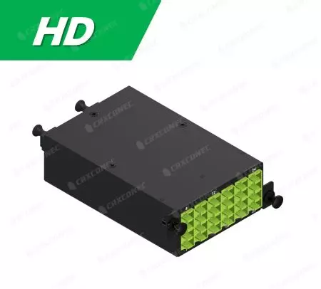 Casete de Marco de Distribución Óptica ODF de Tipo HD 24C OM5 (2x12F a 6 LC Quad), Verde Lima - CRXCabling Casete de Distribución Óptica de Alta Densidad 24C OM5