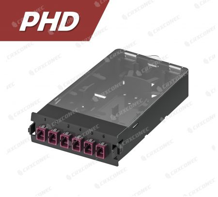 Panel de adaptador de fibra plástica OM4 6C PHD (6 SC Simplex), violeta