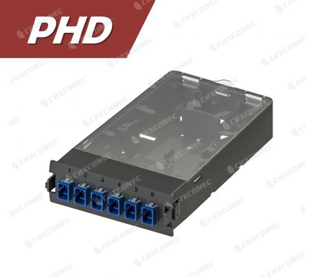 Panel de cassette adaptador de fibra plástica PHD SM 6C (6 SC Simplex), azul