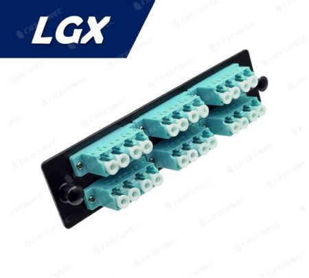 LGX 타입 광섬유 배분 패널 OM3 24C 어댑터 플레이트 (6 LC 쿼드), 청록색 - LGX OM3 24C 광섬유 어댑터 플레이트