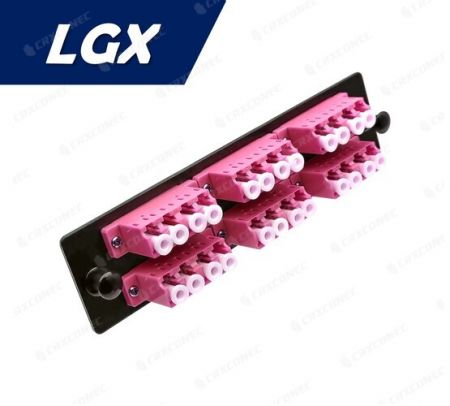 LGX 타입 광섬유 배분 패널 OM4 24C 어댑터 플레이트 (6 LC 쿼드), 보라색 - LGX OM4 24C 광섬유 어댑터 플레이트