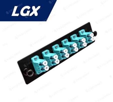 LGX 유형 ODF 패널 OM3 12C 어댑터 플레이트(6 LC 듀플렉스), 아쿠아 - LGX OM3 LC 듀플렉스 12C 어댑터 패널
