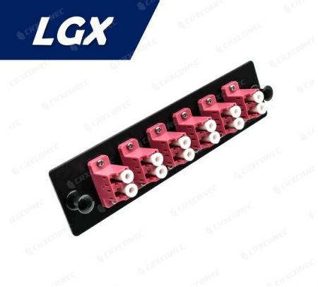 LGX Type ODF Panel OM4 12C Adaptor Plate (6 LC Duplex), Violet - LGX OM4 LC Duplex 12C Adaptor Panel