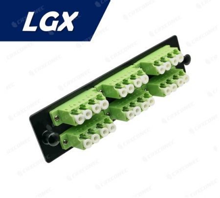 Placa adaptadora de panel de distribución de fibra tipo LGX OM4 24C (6 LC Quad), verde lima - Placa adaptadora de fibra LGX OM5 24C