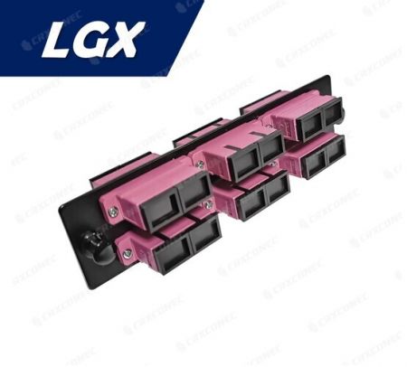 Panel Adaptor Plat 12C Jenis LGX ODF OM4 (6 Duplex SC), Ungu - Panel Penyesuai LGX OM4 SC Duplex 12C