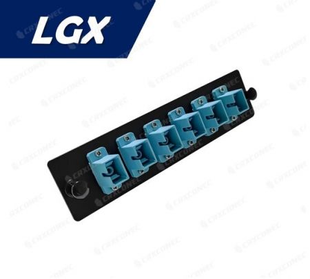 لوحة توصيل ألياف ضوئية من نوع LGX OM3 6C (6 SC بسيط)، أزرق - لوحة محول بسيط SC OM3 LGX 6C