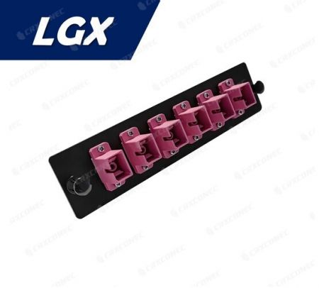 LGX 유형 FO 패치 패널 OM4 6C 어댑터 플레이트(6 SC 단순), 보라색 - LGX OM4 SC 단순 6C 어댑터 패널