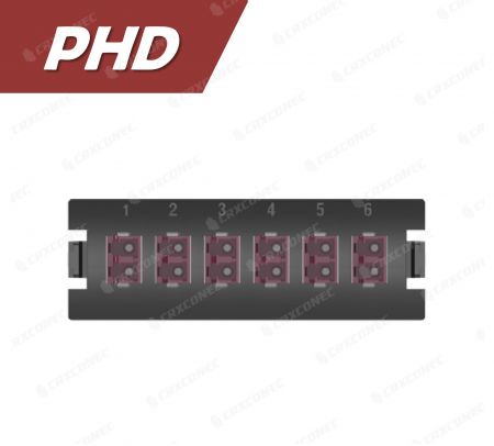 Panel de terminación de fibra tipo PHD de 12C Placa de adaptador OM4 (6 LC Duplex), Violeta - CRXCabling Placa de adaptador LC de la serie PHD de 12C OM4