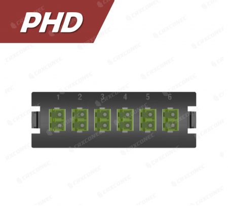 Panel de Terminación de Fibra Tipo PHD 12C Placa Adaptadora OM5 (6 LC Dúplex), Verde Lima - CRXCabling Panel Adaptador LC 12C OM5 Serie PHD