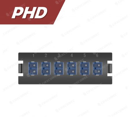 لوحة ترمينال ألياف بصرية من نوع PHD بسعة 12C مع لوحة محول SM (6 LC دوبلكس)، اللون الأزرق - CRXCabling سلسلة PHD LC 12C لوحة محول وضع واحد