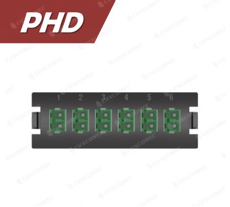 Panel de terminación de fibra tipo PHD Placa de adaptador de 12C SM APC (6 LC dúplex), verde