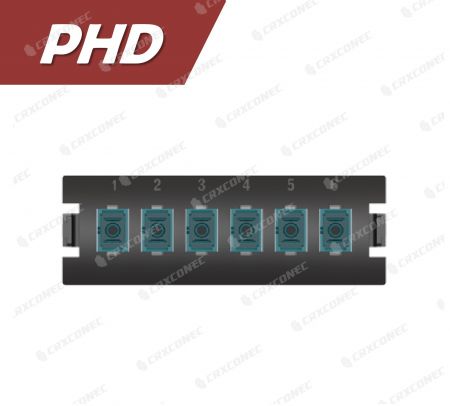 PHD Type Fiber Termination Panel 6C Adaptor Plate OM3 (6 SC Simplex), Aqua