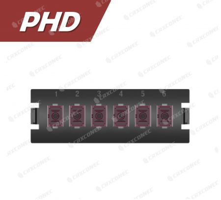 PHD Tip Fiber Sonlandırma Paneli 6C Adaptör Plakası OM4 (6 SC Simplex), Mor - CRXCabling PHD Serisi SC 6C OM4 Adaptör Plakası