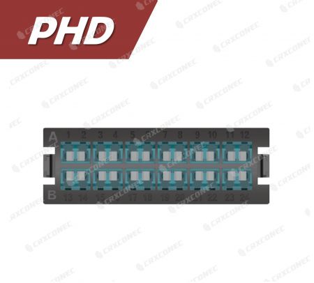 لوحة تركيب ألياف نوع PHD 24C مع لوحة محول OM3 (12 LC دوبلكس)، أكوا - CRXCabling سلسلة PHD LC 24C OM3 لوحة محول