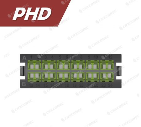 PHD 타입 광섬유 단말 패널 24C 어댑터 플레이트 OM5 (12 LC 듀플렉스), 라임 그린 - CRXCabling PHD 시리즈 LC 24C OM5 어댑터 플레이트