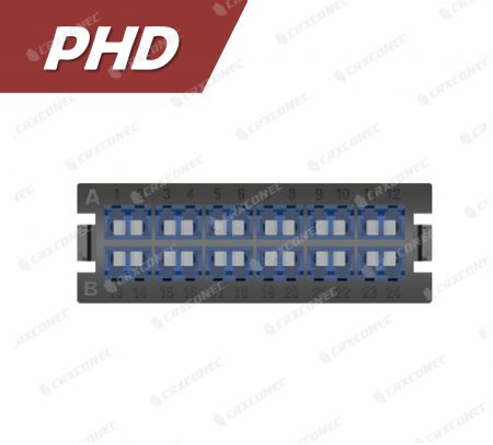 لوحة ترمينيشن ألياف بصرية من نوع PHD 24C مع لوحة محول SM (12 LC دوبلكس)، اللون الأزرق - CRXCabling سلسلة PHD LC 24C لوحة محول وضع واحد