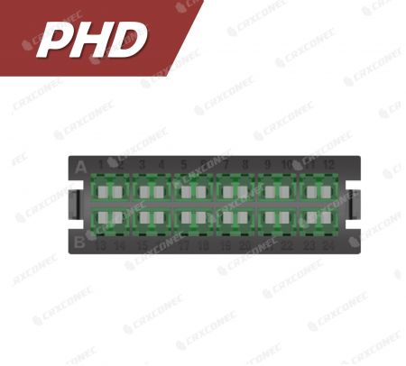 PHD Tipi Fiber Sonlandırma Paneli 24C Adaptör Plakası SM APC (12 LC Çiftli), Yeşil - CRXCabling PHD Serisi LC 24C Tek Mod Adaptör Plakası