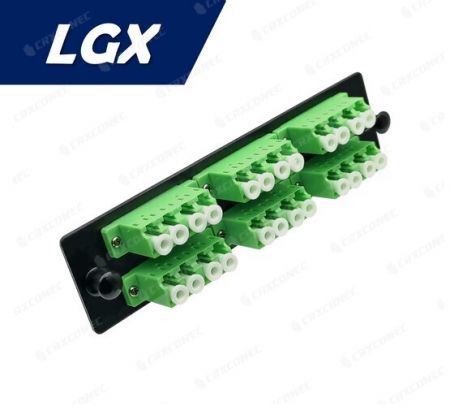 LGX Type Fiber Distribution Panel SM APC 24C Adaptor Plate (6 LC Quad), Green - LGX SM APC 24C Fiber Adaptor Plate