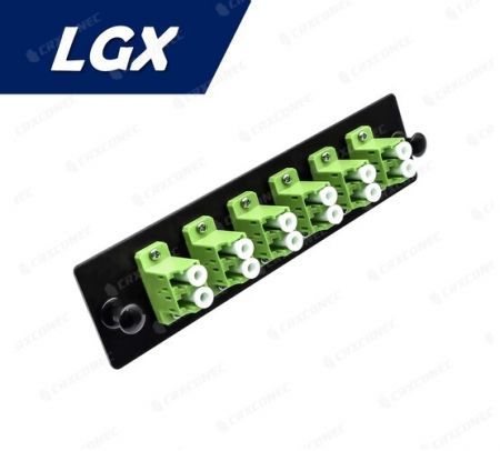 LGX Type ODF Panel OM5 12C Adaptor Plate (6 LC Duplex), Lime Green - LGX OM5 LC Duplex 12C Adaptor Panel