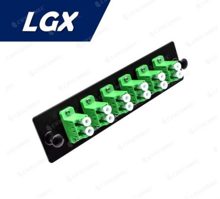Panel ODF tipo LGX SM APC 12C placa adaptadora (6 LC dúplex), verde