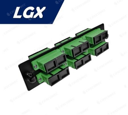 Placa de adaptador de 12C SM APC LGX Type ODF Panel (6 SC dúplex), verde