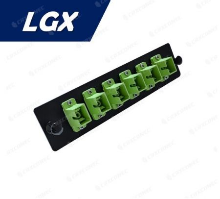 Panel Tambalan Serat Jenis LGX OM5 6C Plat Adaptor (6 SC Simplex), Hijau Kapur - Panel Penyesuai LGX OM5 SC Simplex 6C