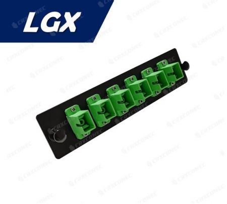 LGX 타입 FO 패치 패널 SM APC 6C 어댑터 플레이트 (6 SC 심플렉스), 녹색 - LGX SM APC SC 심플렉스 6C 어댑터 패널