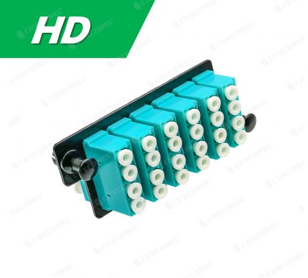Panel adaptador ODF de tipo HD 24C OM3 (6 LC Quad), Aqua - CRXCabling Panel adaptador OM3 de alta densidad 24C