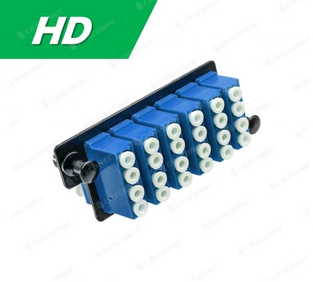 Panel adaptador ODF de distribución óptica HD Tipo 24C SM (6 LC Quad), Azul - CRXCabling Panel adaptador de alta densidad 24C de modo único