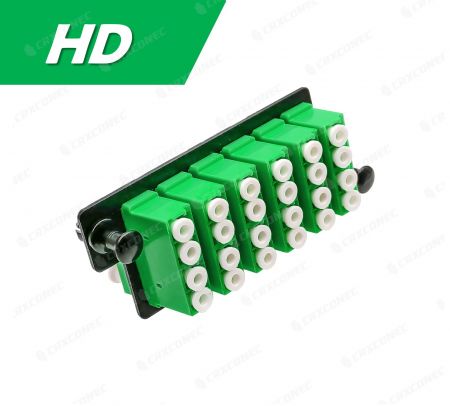 HD Type ODF Optical Distribution Frame 24C SM APC Adaptor Panel (6 LC Quad), Green - CRXCabling High Density 24C Single Mode Adaptor Panel