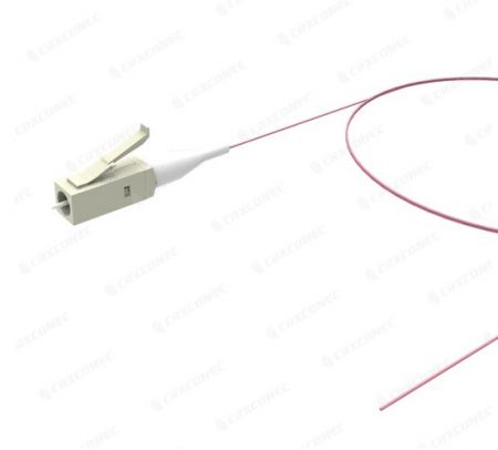 Pigtail Serat Optik OM4 LC 0.9mm LSZH 1M - Pigtail Serat OM4 LC dengan Penyambung Ferule Zirconia.