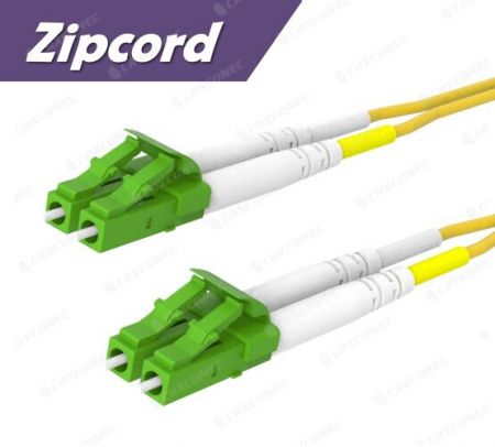 Tampalan Gentian Zipcord LC-LC APC Mod Tunggal Mendahului 7M dalam PVC - Kabel Patch Zipcord SM LC APC