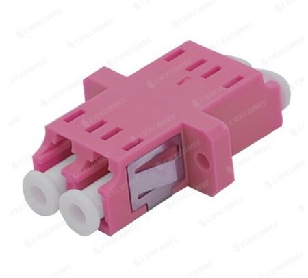 Adaptador de fibra óptica dúplex OM4 LC multimodo con brida - Adaptador de fibra óptica OM4 tipo brida LC.