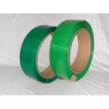 PET Strapping Band - A large roll of green high-tensile PET strapping band for industrial packaging and pallet securing.
