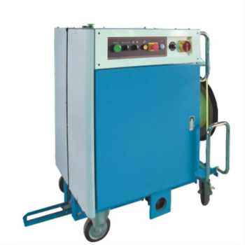 Arrow Pallet Strapping Machine - TC-800 Movable Pallet Arrow Strapping Machine with control panel and wheels for industrial use.