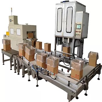 Carton Erector & Bag Inserter - The TC-501T+TC-2100 integrated carton erector and bag inserter system, an automated packaging solution by Tian Cherng.