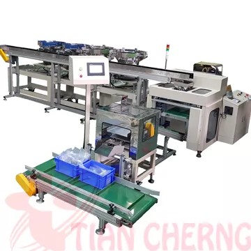 零件計數包裝機 - TC-950 自動化零件計數包裝機正面圖，此為通過 CE 認證的扣件包裝系統。