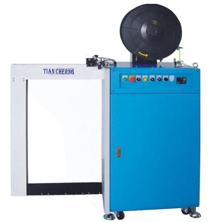 Side Strapping Machine - Front view of the TC-8565AY2S automatic side strapping machine, a reliable industrial packaging solution from Taiwan.