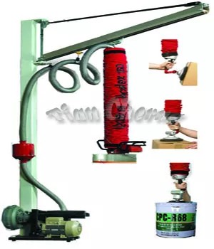 A collection of various vacuum lifters and ergonomic lifting solutions for industrial material handling.