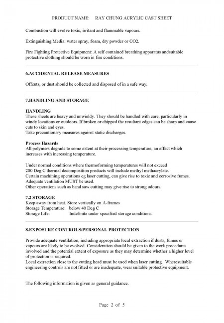 Material Safety Data Sheet (CAS No.: 009011-14-8) Page 2