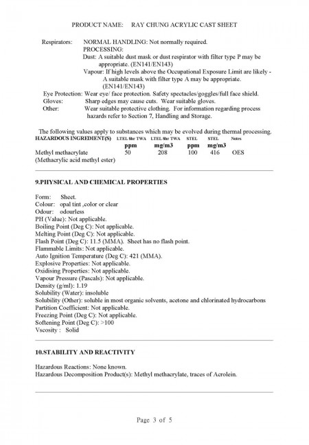 Material Safety Data Sheet (CAS No.: 009011-14-8) Page 3