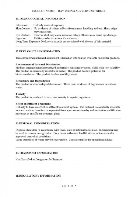 Material Safety Data Sheet (CAS No.: 009011-14-8) Page 4