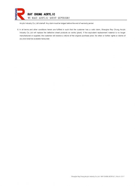 Ray Chung Acrylic Garantie - Feuille mate