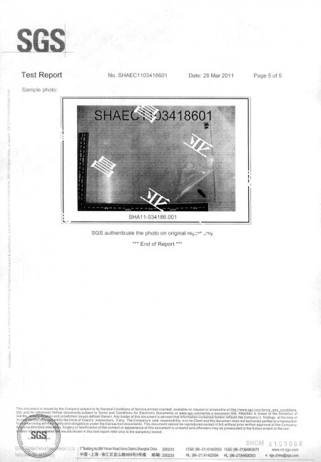 SGS Test Report (No. SP11-007681-SH) Page 5