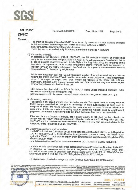 REACH TEST REPORT Page 2